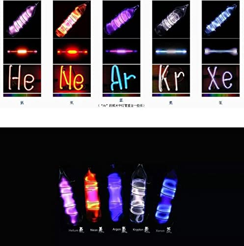 HMME Rare Nobel Gas Sealed Tube 99.999% Luminous Gases Krypton Helium Neon Argon Xenon Element Collection (5 Pack)