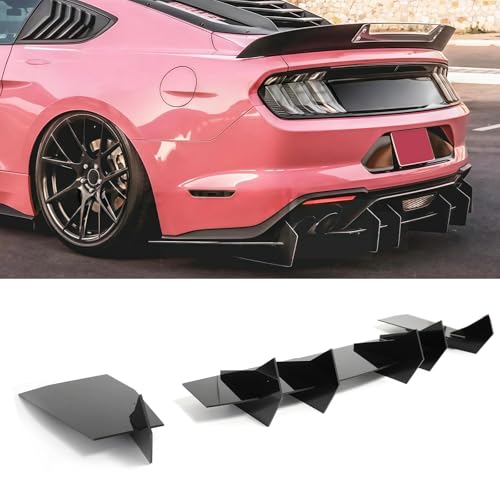 skkyoro Rear Bumper Diffuser for Ford Mustang GT W/Quad Exhaust Version 2018-2023 Glossy Black ABS Rear Spoiler Lip Only Fit with Quad Exhaust (for Quad Exhaust Version)