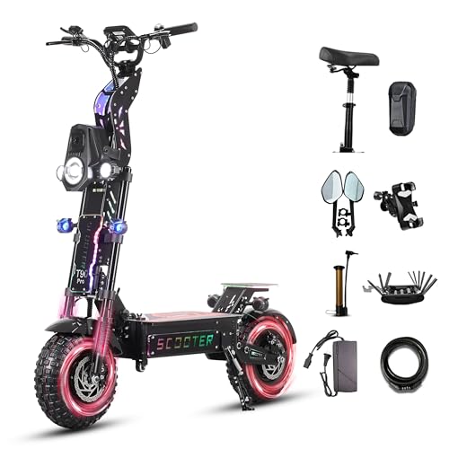 10000W Dual T90 Pro Electric Scooter for Adults, 72V Detachable Battery, 68 MPH Max Speed, 65 Mile Range, 14" Off-Road Tires, Folding E-Scooter with Music Light (T90 Pro)