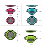 Set of 3 Niklye Ultimate Kitchen Strainers includes 1-10 inch & 2-12 inch. Collapsible Silicone Colanders For Easy Storage - Use with Pasta & Veggies or as a Fruit or Berry Bowl with Strainer., large