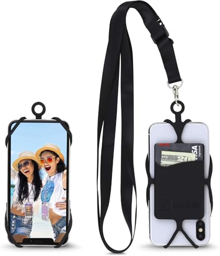 Gear Beast Universal Crossbody Pocket Cell Phone Lanyard Compatible with iPhone, Galaxy & Most Smartphones, Includes Phone Case Holder,Neck Strap Black