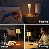 Yogaret 2 Pack Gold Rechargeable Table Lamps,Cordless Lamp with 6000mAh Battery Operated,Wireless Lamp for Restaurant Home Dinner Dining Kitchen Outdoor Patio,Waterproof & Portable