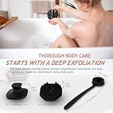 3 PCS Silicone Bath Brush Set,Back Scrubber & Body Brush & Face Brush Set, Super-Exfoliating & Lathering Body Scrubber, Shower Brush, Face Scrubber Combination for HomeBathroom Hotel Travel.(Black)