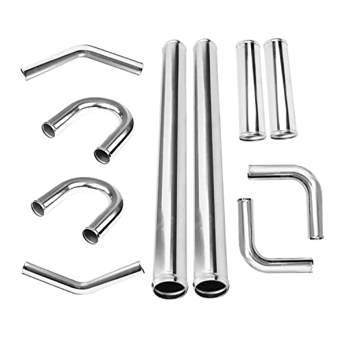 ETL INDUSTRIES 10PCS 4" Aluminum Intercooler Piping Kit, Universal DIY Custom Pipe Straight & U-Bend Elbow Tube Kits