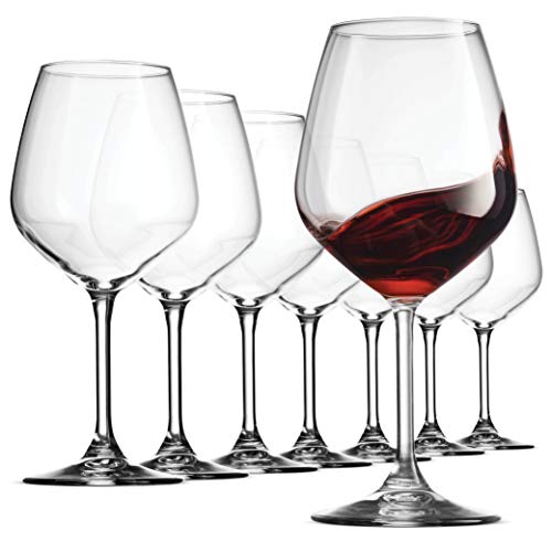 Bormioli Rocco Crystal, Drinking Cup, Wine Glasses, 18.0 Ounces. Laser-Cut Rim For Wine Tasting, Elegant Party Drinking Glassware, Restaurant Quality