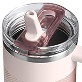 Stanley Quencher ProTour Flip Straw Tumbler with Leakproof Lid 40 oz | Built-In Straw & Handle | Cupholder Compatible for Travel | Insulated Stainless Steel Cup | BPA-Free | Rose Quartz Fade