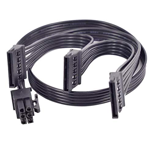 GinTai Power Supply Cables Electric wires conductors connection fittings therefor for EVGA 1000 GQ 80+Gold 1000W Modular PSU 6-Pin to 3x SATA & PCI-E Splitter SSD/HDD/Optical Drive Compatible (28.7in)