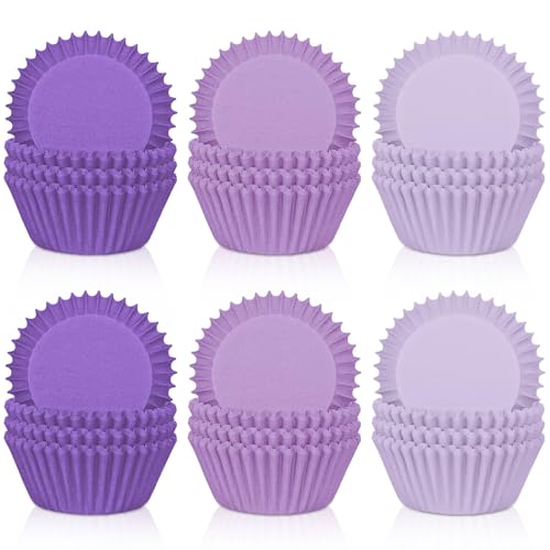 Whaline 600Pcs Purple Cupcake Liners Gradient Purple Baking Cups Cupcake Wrappers Muffin Liners for Celebration Gathering Wedding Bridal Shower Birthday Party Supplies Decor