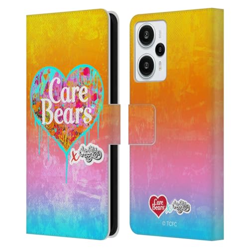 Head Case Designs Officially Licensed Care Bears Heart Tag Graffiti Collection by Murwalls Leather Book Wallet Case Cover Compatible with Xiaomi Redmi Note 12T