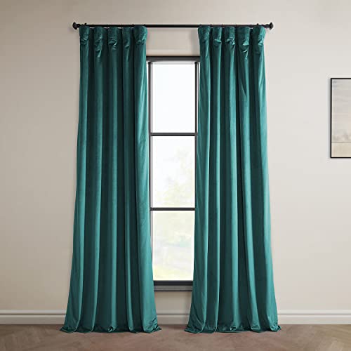 HPD Half Price Drapes Heritage Plush Velvet Curtains 108 Inches Long Room Darkening Curtains for Bedroom & Living Room 50W x 108L, (1 Panel), Deep Sea Teal