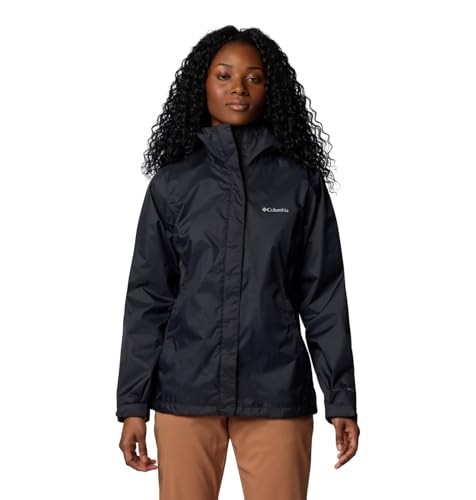 Columbia Womens Arcadia II Waterproof Rain Jacket, Black, Large