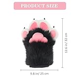 BNLIDES Cosplay Fursuit Paw Gloves Furry Claw Gloves Built-in Whistle Decompression Toys Costume Party Accessories for Adult (Black-White)