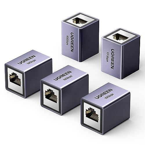 UGREEN RJ45 Coupler 10Gbps, 5 Pack Ethernet Extender, Cat8 Cat7 Cat6 Cat5 Ethernet Cable Extender Adapter, 328ft LAN Connector in Line Coupler Female to Female Aluminum Alloy