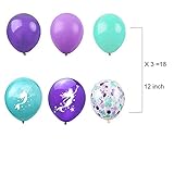 22pc Mermaid Theme Balloons - Helium Foil Mermaid Tail Sea Shells, Latex Confetti, Purple Teal for Mermaid Ocean Under The Sea Theme Party