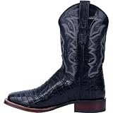 Dan Post Mens Kingsly Croc Embroidered Square Toe Pull On Dress Boots Mid Calf - Black - Size 15 D