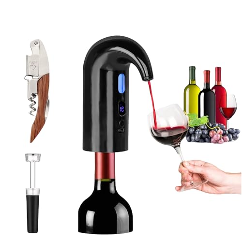 Electric Wine Aerator, Wine Decanter Pump Dispenser Gifts Set,Automatic Wine Aerator Pourer Spout. Wine Dispenser Pump Wine Accessories, Wine Gifts for Women Wine Lovers Black…