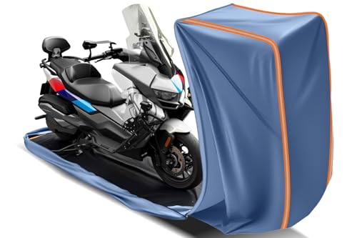 TAJSJNG Full Enclosed Motorcycle Cover Waterproof Outdoor/Indoor Storage Waterproof Motorcycle Cover Heavy Duty Fits Scooter/Dirtbike/Cruiser Motorcycles Length up to 96" with Reflective Strips
