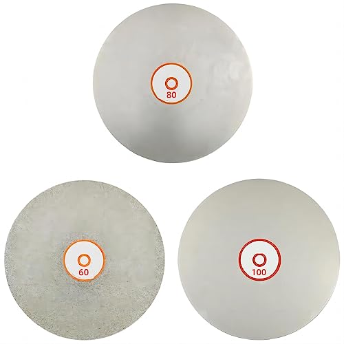 Diamond Polishing Disc Set 3 PCS, ENLAYER 8Inch Diamond Polishing Disc 60/80/100 Grit Wheel Lapping Grinding Disc Tool for Cutting or Sanding Stone and Glass