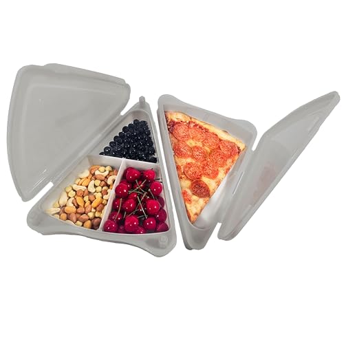 PIZZA STAX™ – 2-Pack Reusable Stackable Pizza Storage Container for Leftover Pizza Slices, Space-Saving Design, On-the-Go Lunch Box & Snack Container, BPA Free, Microwave/Dishwasher Safe, Made in USA