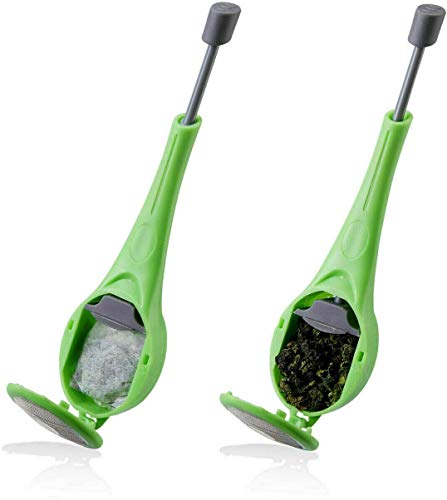 Tea Infuser Portable Green Silicone Tea Strainer Gadget Measure Swirl Steep Stir Press for Tea Bags Loose Leaf Tools Coffee Tea Bag Squeezer (2 PACK)