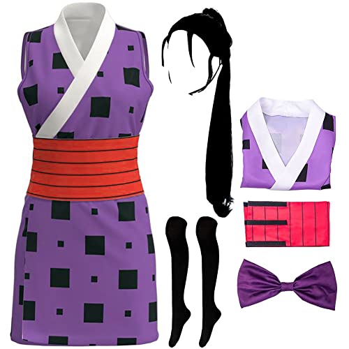 Makio Cosplay Costume Suma Cosplay Dress Hinatsuru Outfits Uzui Tengen Wife Kimono Dress with Wig (L, Purple(wig))