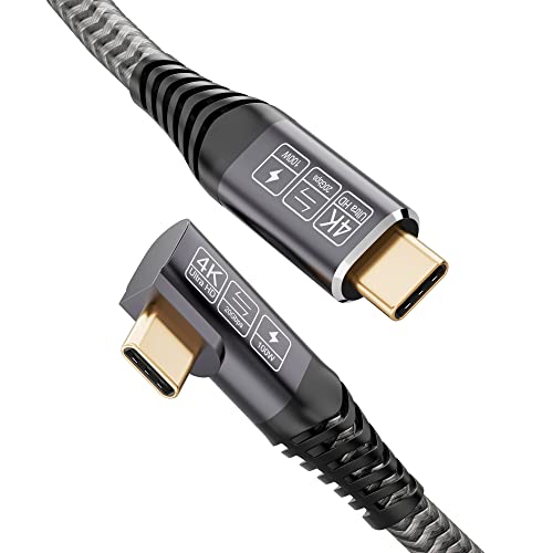 HOTUTUKI Right Angle 100W PD USB C 3.2 Cable 20Gbps Data Transfer, 4k Video Output Cable Compatible with Samsung Galaxy S21/S20/S10/S9, MacBook Pro, Switch…90 Degree USB C to USB C Cable