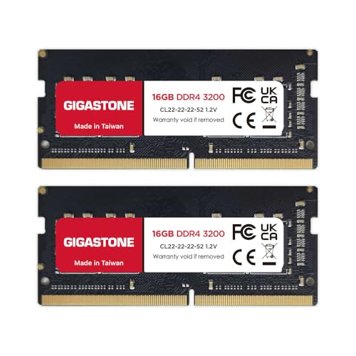【DDR4 RAM Laptop Only】 GIGASTONE 32GB Kit (2x16GB) DDR4 2666MHz (2400MHz or 2133MHz) PC4-21300 (PC4-19200/17000) CL19 1.2V SODIMM 260 Pin Unbuffered Non ECC High Performance Notebook Memory Upgrade