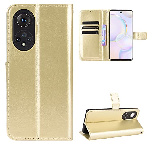 QiongNi Case for Honor 50 Case Cover,Flip Leather Wallet Cover Case for Honor 50 5G NTH-AN00 NTH-NX9 NTH-N29 Case Gold