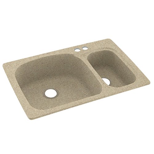 Swanstone KS03322LS.122-2B 2-Hole Solid Surface Kitchen Sink, 33" x 22", Prairie