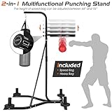 Goplus Punching Bag with Stand for Adults, Free-Standing Heavy Bag Stand with Height Adjustable Speed Bag for Boxing, Sandbag Rack Bracket Station for Home Gym Workout Fitness, Holds up to 220LBS