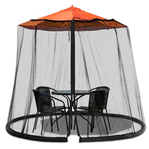 7.5-10FT Mosquito Netting for Patio - Mosquito Net for Patio Garden and Outdoor Umbrellas with Zipper and Adjustable, Umbrella Netting for Outdoor Umbrellas