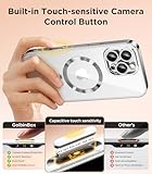 Magnetic for iPhone 16 Pro Max Case with Camera Control Button,Compatible with MagSafe,[Full Camera Protection][Privacy Screen Protector]Plating Phone Cover for iPhone 16 ProMax 6.9"(Silver/Clear)