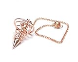 Copper Metal Light Weight Spiral Cone Point Pendulum. Healing Dowsing Reiki Pendulum for Divination and Chakra Balancing.