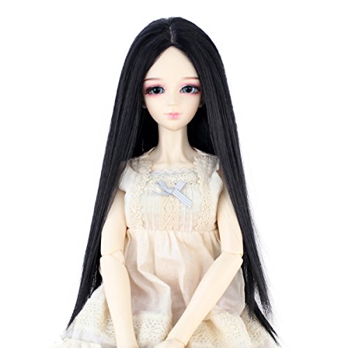 Long Straight 8-9" 1/3 BJD MSD DOD Pullip Dollfie Doll Wig Centre Parting DIY Making Hair Accessories