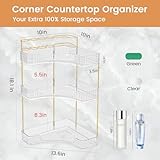 NATURE'S SOURCE Makeup Organizer for Vanity, 3-Tier Corner Bathroom Organizer Countertop with Makeup Brush Holder, Corner Counter Storage for Bathroom, Dresser, Kitchen（Clear