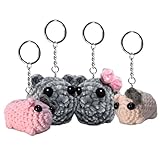 Sad Hamster Keychain, Set of 4 Sad Hamster Plush Keychains with Music, Cute Keychains for Backpack, Christmas Decorations (4 PCS)