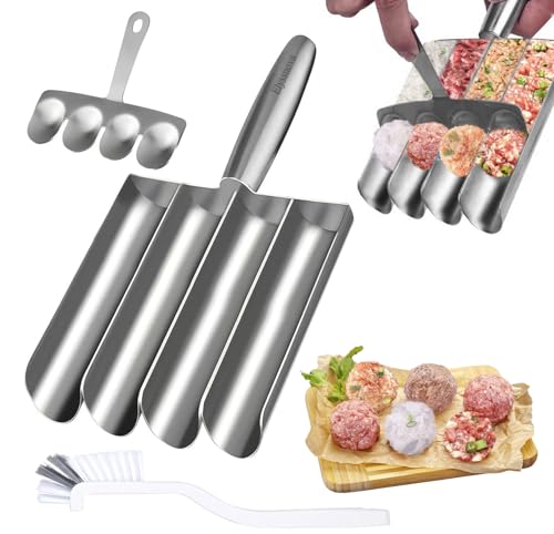 Elyssnova Meatball Maker. 4-in-1 Meatball Maker Tool, Stainless Steel, Silver, 1 Set