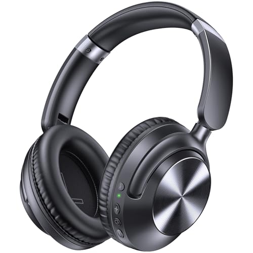 TAGRY Active Noise Cancelling Headphones 100H Playtime Wireless Over Ear Bluetooth Headphones Fast Charging Earphones with Deep Bass Comfort Light Weight Headsets for Travel Home Office PC Black