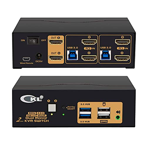 CKL USB3.0 HDMI KVM Switch 4K@60Hz (2 Computers 2 Monitors)