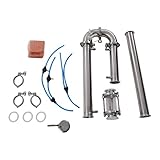 Distilling Equipment, New Tubular Distillation Tower With Sight Glass Copper Mesh 2" Stainless Still Moonshine Reflux Distilling Column Brew Bear Wine Making Tool