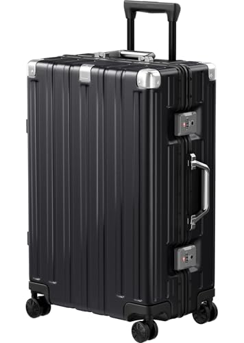 Krute Luggage 24 Inch Aluminum Frame Zipperless Suitcase with Spinner Wheels Checked Luggage PC+ABS Lightweight Hardshell