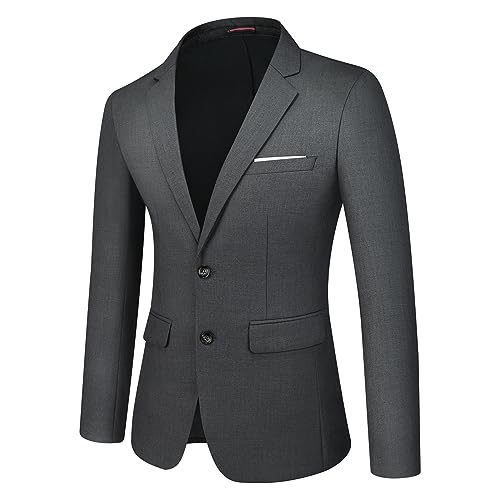 KUDORO Men's Sport Coats & Blazers Slim Fit Suit Jacket for Men Two Button Sport Coat for Wedding Casual Deep Grey