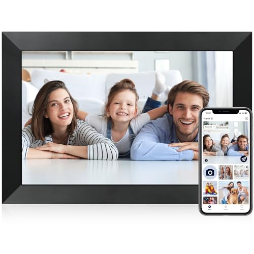 Anna Bella Digital Picture Frame 10.1 Inch IPS HD Touch Screen WiFi Smart Digital Photo Frame with 32GB Storage, Auto-Rotate, Easy Setup to Share Photos or Videos Remotely via AiMOR APP Black