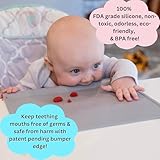 The Table Tyke 100% Silicone Placemat with Teething Edge Bumper/Spill Stopper | Dishwasher Safe, Travel Ready Non-Slip Suction Activity Mat for Infants, Babies, Toddlers, Children, Kids (Sage Green)