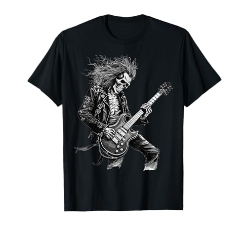 Skeleton Guitar Guy Rock And Roll Band Rock On T-Shirt