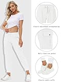 MoFiz Women's Cargo Pants Hiking Joggers Summer Lightweight Quick Dry Athletic Outdoor Sports Sweatpants Travel Casual Button Pockets Rice White S