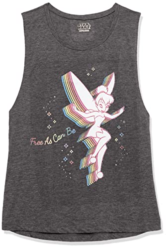 Disney Tinkerbell Free As Can Be Women's Muscle Tank, Charcoal, XX-Large