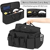 HODRANT Detailing Bag with Polisher Carry Bag, Large Detail Bag Car Care Box for Auto Detailing Supplies, Car Wash Caddy & Trunk Organizer for Buffer Bottle Towel & Cleaning Kit, Black, Patent Design