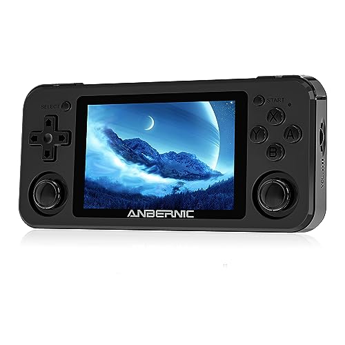 Daxceirry RG351P Retro Handheld Game Console, 3.5 inch IPS Screen, RK3326 Chip, 64GB Built-in 2500 Classic Games, 3500mAh Battery, Black