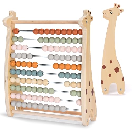 Abacus for Kids - Math Counting Toy Made of Wooden Beads and Rack - Children's Wood Number Counters for Teaching Addition, Subtraction and More - Counting Tool for Toddlers and 1st Grade Kids